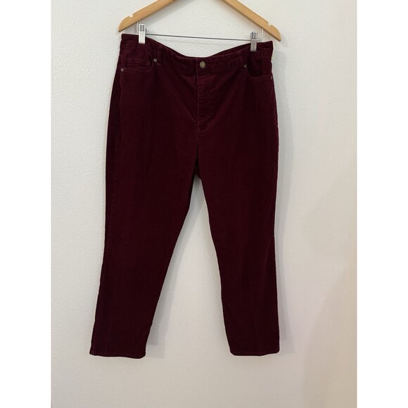 Coldwater Creek Corduroy Pants Jean Stretch Straight Leg Size 16P Maroon Red EUC - Picture 1 of 7